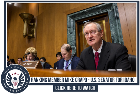 Photo of Senator Crapo at the Senate Finance Hearing